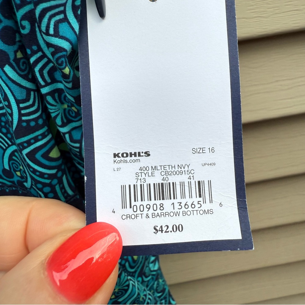 NWT Croft & Barrow Blue Floral Cotton Sundress Sz 16 Side Pockets - Picture 4 of 9